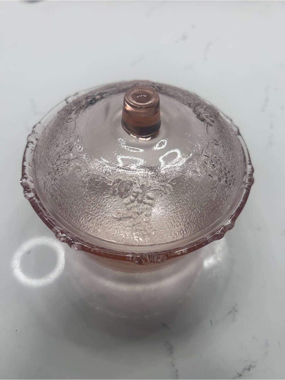 KIG Malaysia Pink Pressed Glass Lidded Candy Dish Vintage Inspired